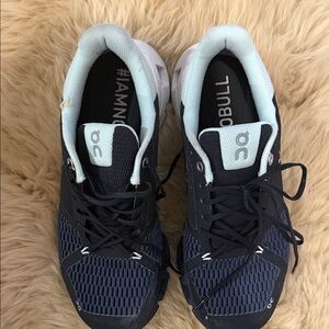 On Cloudflow Navy and Black Mesh Lace-Up Sneakers